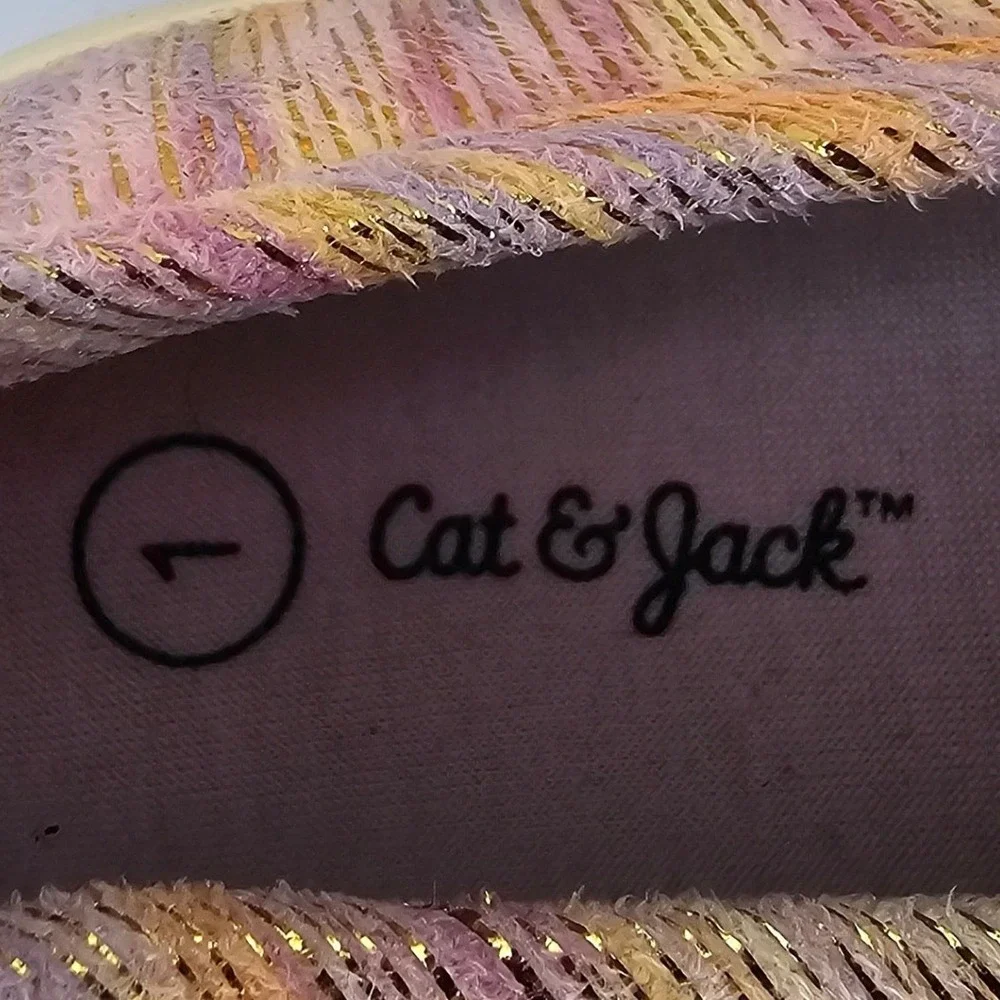 Cat and Jack Toddler Girls Slip On Sneakers Size 1‎ Metallic Multi Color EUC